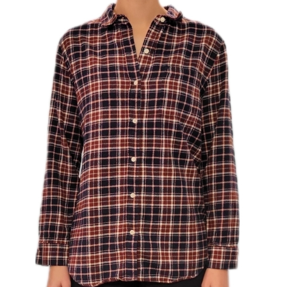 Banana‎ Republic Womens Flannel Shirt Plaid Long Sleeve Button Down Casual Top M